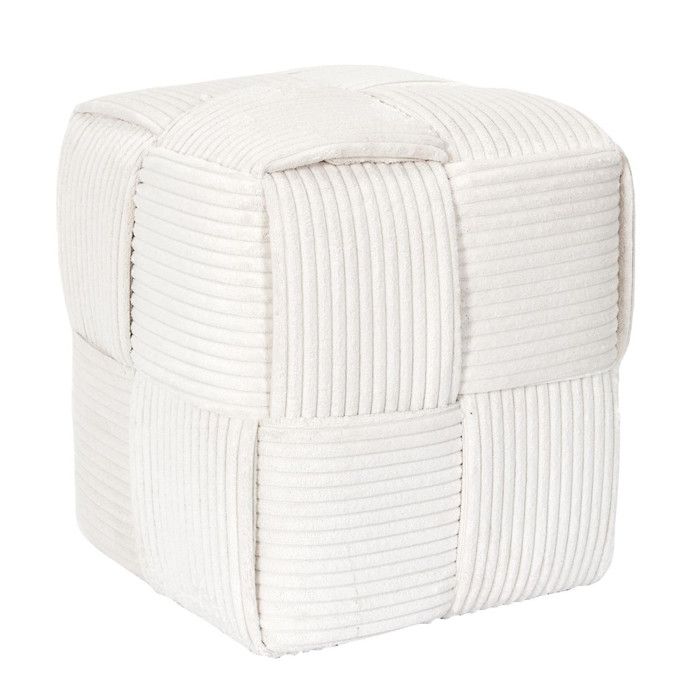 Pouf - HOME DECO FACTORY - Scott - Côtelé - Tresse - Beige