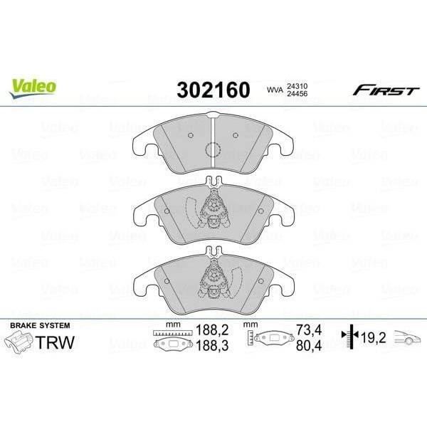 Plaquette de frein gamme first Mercedesc classe C 01.07> fr - VALEO - 302160