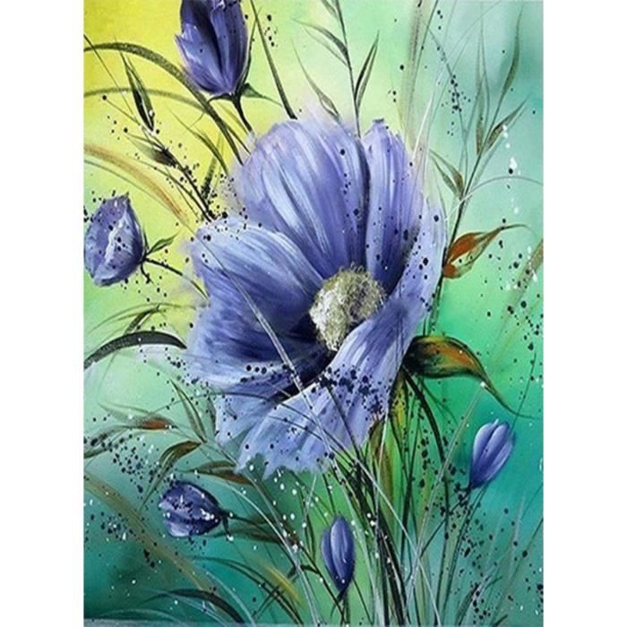 Kit PAINT by NUMBERS Adulte Fleurs des montagnes Couleurs pastel Paysage Moderne Minimaliste Art naïf Peinture DIY Kit de toile peinture à l'huile pour débutants - France
