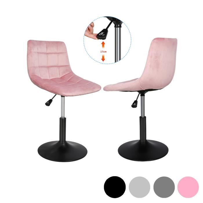 willonin® 2 x tabourets de bar en velours, hauteur réglable, chaise de cuisine rotative avec dossier et repose-pieds, rose