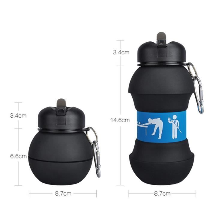 MOPQMKT Gourde Basketball Silicone 550ml | Pliable Sans BPA | Avec Mousqueton | Enfants/Adultes