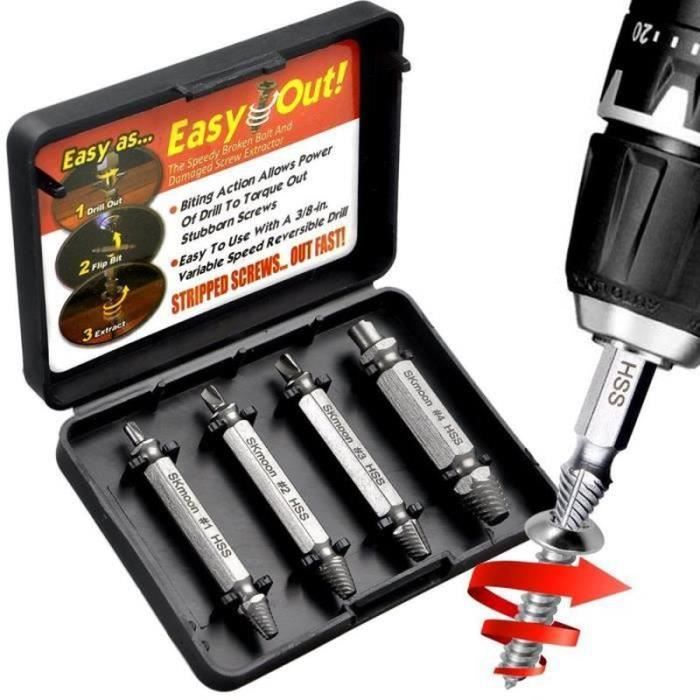 BO008614pcs Forets Extracteur de Vis Endommagées pour Extraire Vis Foirées Cassées Abimées
