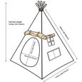 Tente de jeux pour enfants - Lavievert - Tipi avec fenêtres - Toile 100% coton et baguettes en bois-1