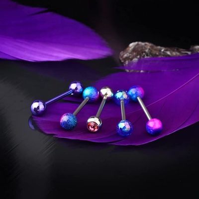 Lot De 4 Piercings Langue Silicone Pétant – Tige Acier Chirurgical 316L 1,6x16 Mm, Boules/Virus 6-7 Mm (Couleurs Aléatoires) - 2