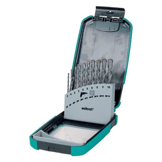 Coffret Plastique 8 Forets Béton 3 4 5 6 7 8 9 10 Mm