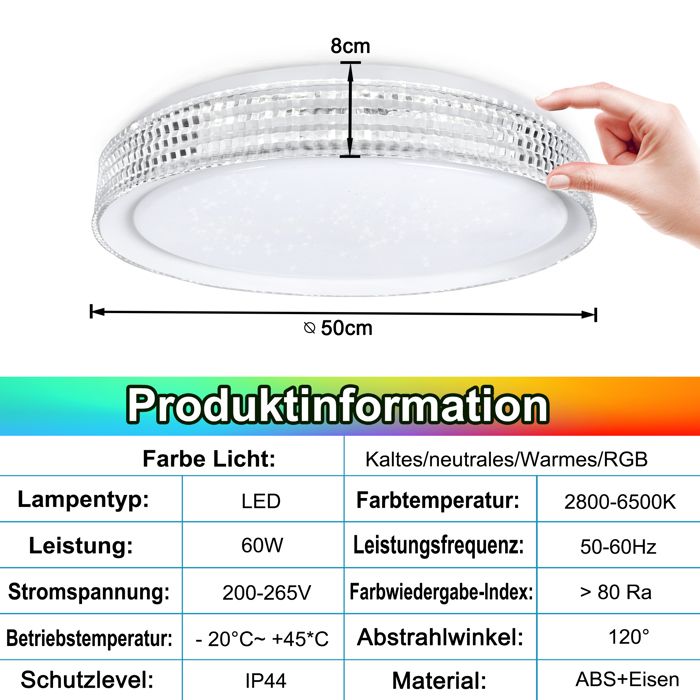 Plafonnier LED Enfant Voiture 50 Cm Bleu – Dimmable, Télécommande, 3000K-6000K