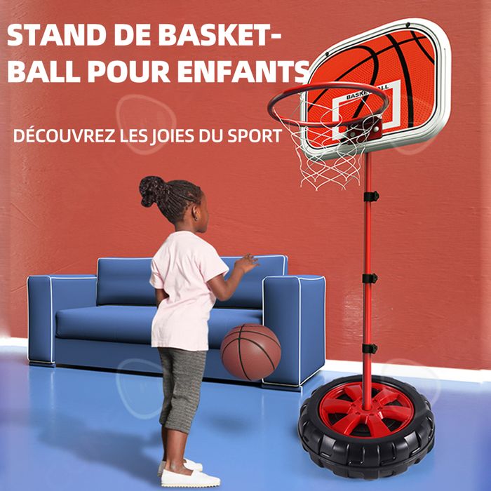 HOMASIS Panier de Basket-Ball 3 en 1 pour Enfants pour l'extérieur et l' intérieur, Jouets Sportifs pour Enfants de 3 à 7 Ans avec Hauteur réglable 77-116 cm, pour Le Basket-Ball, Le Football