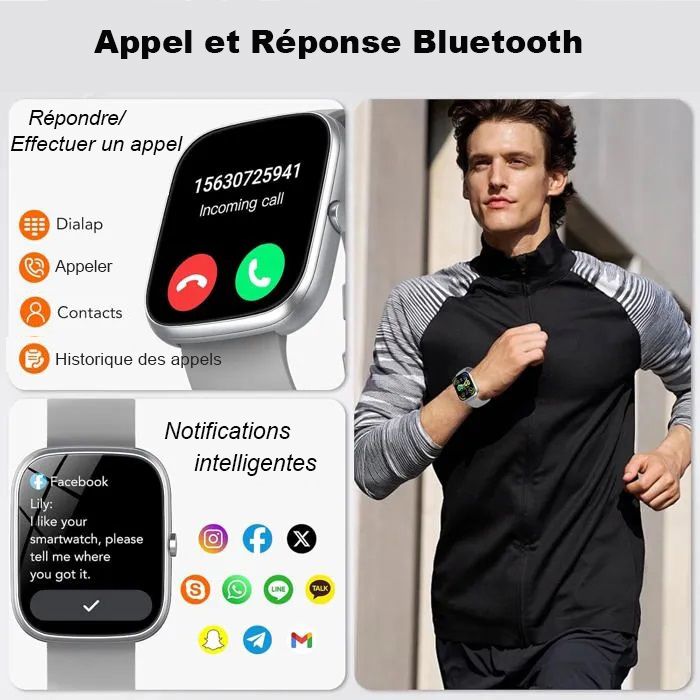 Montre Connectée Blackview Avec Appels Bluetooth – écran 1,85″, Cardio, Oxymètre, 100 Sports, Batterie Longue, Pour Android/iOS (rose)