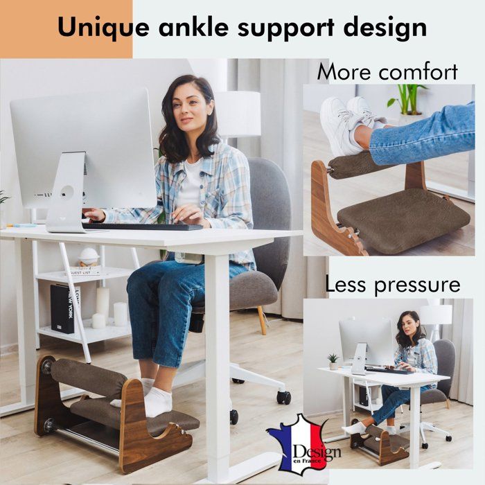 Navaris Repose-Pieds Ergonomique De Bureau – Avec Picots Massants, Angle Réglable 0-18° Et Hauteur Ajustable – Idéal Travail & Gaming
