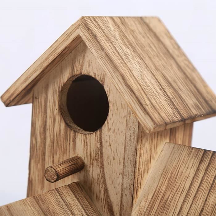 Lot De 10 Nichoirs Bois Sapin Massif 12x12x22 Cm - Cabanes à Oiseaux Jardin Avec Toit Vert - Maison Oiseaux Brun