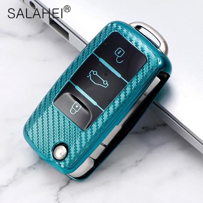Fibre de carbone nouveau boîtier de clé de voiture pour Volkswagen VW POLO Tiguan Passat B5 B6