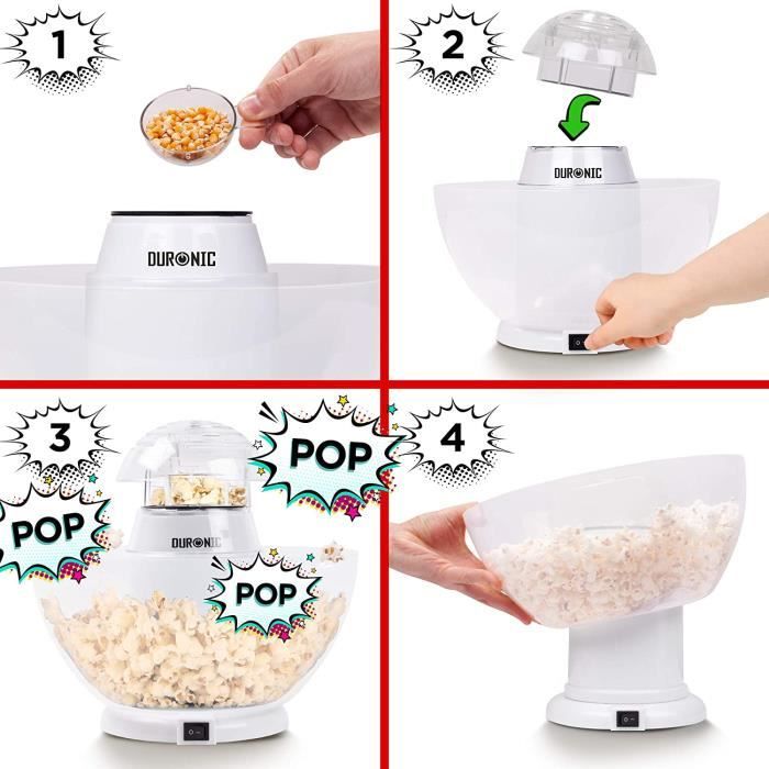 Duronic POP50 WE Appareil à Popcorn – Capacité de 50 gr avec bol