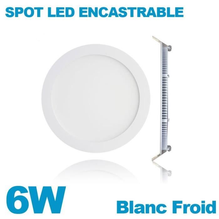 Spot Encastrable LED Rond Extra-Plat 6W - Blanc Froid 6000K - Cdiscount ...
