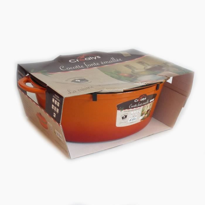 Crealys Cocotte Ovale Fonte Émaillée 9L - Noire, Induction Et Four, Idéale Grande Famille