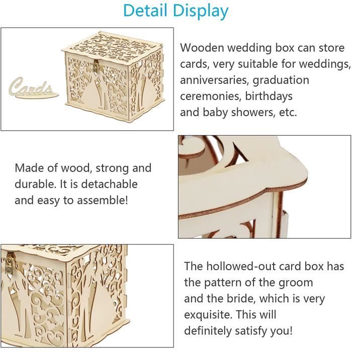 Boîte à cartes de mariage avec serrure - France