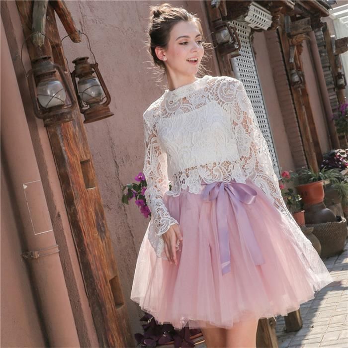 Jupe tutu en tulle doux et moelleux pour mere et fille jolis jupons plisses 26 couleurs ete 2022 black A7341 Blanc Cdiscount Pret a Porter