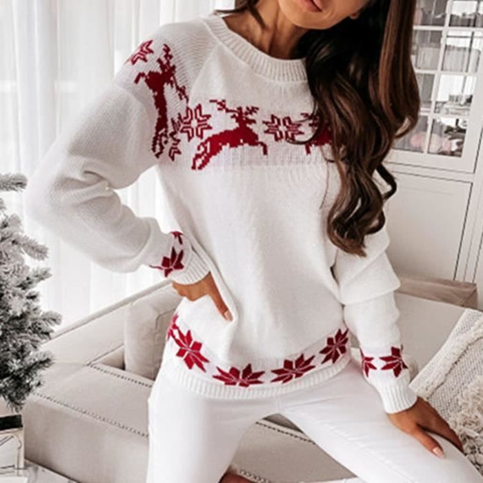 SOUS PULL Pull de No l elk imprim col rond d contract casciful