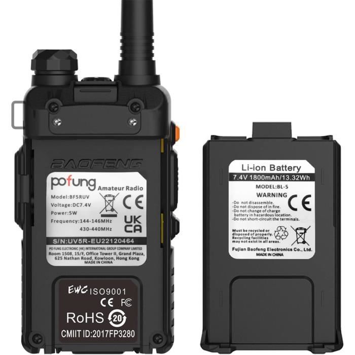 Walkie Talkie 5R A Lunga Portata – VHF 144-146MHz E UHF 430-440MHz Con Ricarica USB E Cavo Di Programmazione