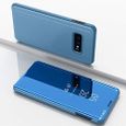 Coque Samsung Galaxy S10 Clear View Etui à Rabat Cover Flip Case Etui Housse Miroir or Coque pour Samsung Galaxy S10 bleu-2