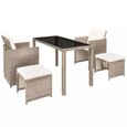 Ensemble table et chaises de jardin en résine tressée - VIDAXL - Rotin Beige - Design - 4 personnes-2
