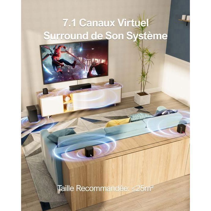 Barre De Son ULTIMEA Aura A60 7.1 Dolby Atmos - 350W, 4 Enceintes Surround, Appli, Subwoofer
