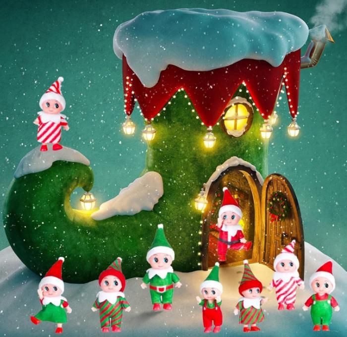 Accessoires Lutin Farceur Noël - 2 Pièces Poupée Elfe + Sac De Couchage Douillet, Rouge Et Vert - Idéal Pour Décorer Et Amuser Les Enfants à Noël