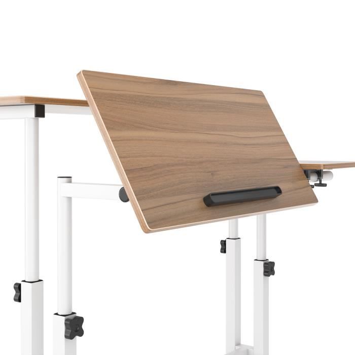 RELAX4LIFE Bureau d'Ordinateur avec 2 Tiroirs, Tablette Imprimante et Tablette à Clavier, Bureau Informatique avec Compartiments de Rangement pour Bureau Salon Étude, 120X55X85CM (Noyer