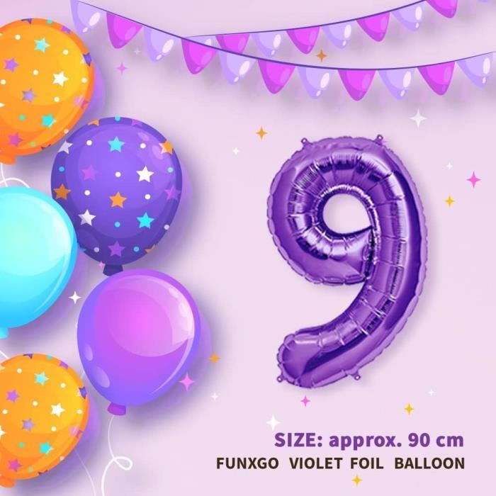 Ballon géant d'anniversaire avec nombre « 20 » 65 cm violet