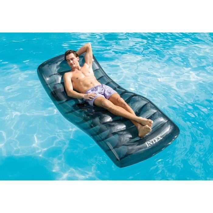 Intex Splash Lounge – Matelas Flottant Pour Adulte – 191 X 99 Cm – 2 Chambres à Air + Porte-gobelet – Poids Max 100 Kg