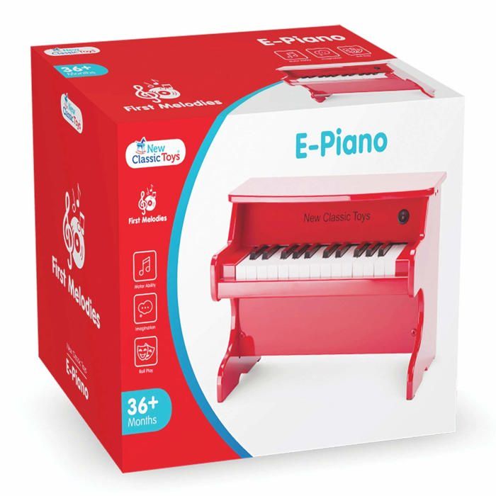 Piano En Bois Pour Enfant 3 Ans - 18 Touches - Hape - Jouet Musical Éducatif - Rouge