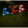Lot de 2 Lampes Solaires d'extérieur en Forme de Roses Décoratives pour Jardin, Cour, Patio, Allée, Étanche à la Pluie-Rouge-3