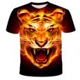 Lot de 3 T-Shirt Homme Mode,Tee-Shirt Tigre 3D Imprimé Col Arrondi Manches Courtes - couleurs multiples-3