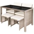 Ensemble table et chaises de jardin en résine tressée - VIDAXL - Rotin Beige - Design - 4 personnes-3