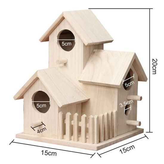 Nichoirs 10 pcs Bois de sapin massif 12x12x22 cm | -fr