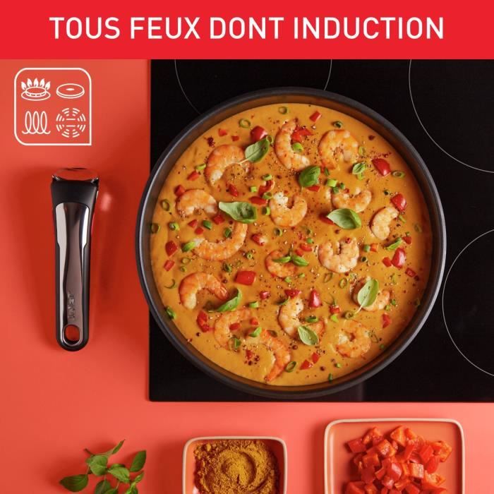 Tefal Ingenio Renew Poêle 28 cm, Induction, Revêtement céramique antiadhésif, Recyclée, Thermo-Signal, Compatible lave-vaisselle, Fabriqué en France L2600602, Gris - Hippo Iron