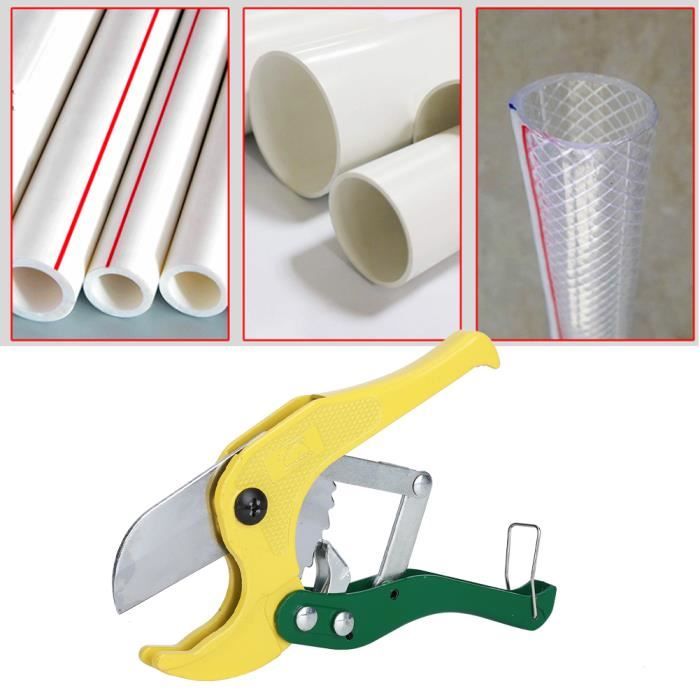 Coupe Tube Plastique PVC PEX Coupe-tuyau à Cliquet HORUSDY - Capacité 64 Mm, Pour PVC, PEX, PPR, Acier SK5, ébavureur Inclus Outil Plomberie Domestique