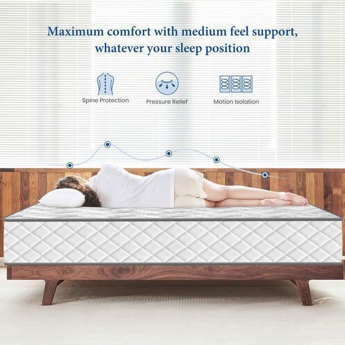 Matelas 140x200 cm - Épaisseur 30 cm, Matelas Hybride à Ressorts Ensachés et Mémoire de Forme, Technologie de Sommeil Anti-Pression - Maison