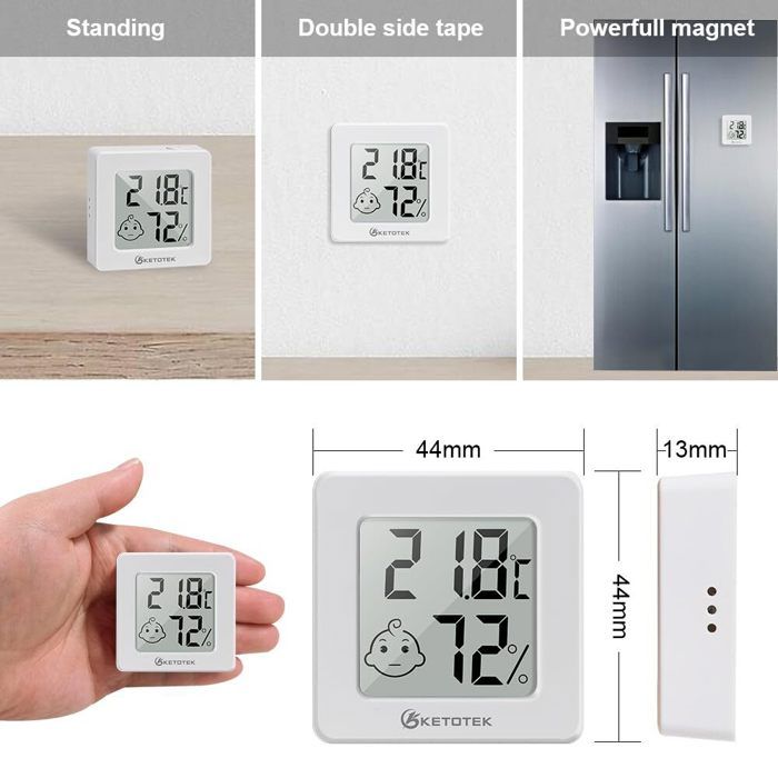 Thermomètre Hygromètre Numérique Intérieur – Mini LCD Précis, Pour Maison, Reptiles, Serre (lot 6)