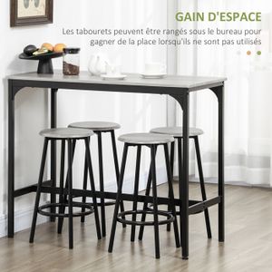 Ensemble Table De Bar Meihe Avec 4 Tabourets - Table Haute Mange-Debout Cuisine - Design Moderne