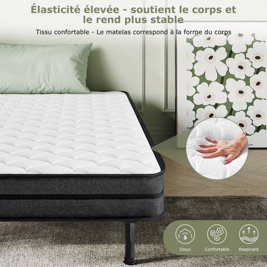 Matelas Pliant 3 Parties 195x75x10 Cm - Mousse Confortable, Transportable, Idéal Invité Camping Ou Dépannage