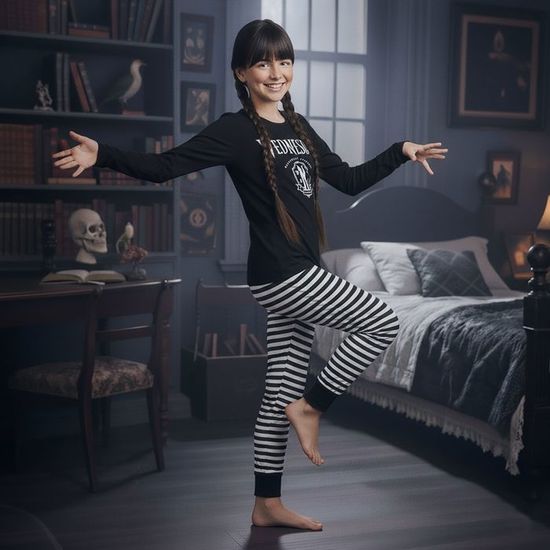 Vêtement Enfant 75% Coton Drola Mercredi Addams Family Hoodie Pantalons Sets ,Hiver 100% Coton Homewear Costume Casual Regular Hoodie Pour Garçons Et Filles Cadeau Cadeau Fan Série TV