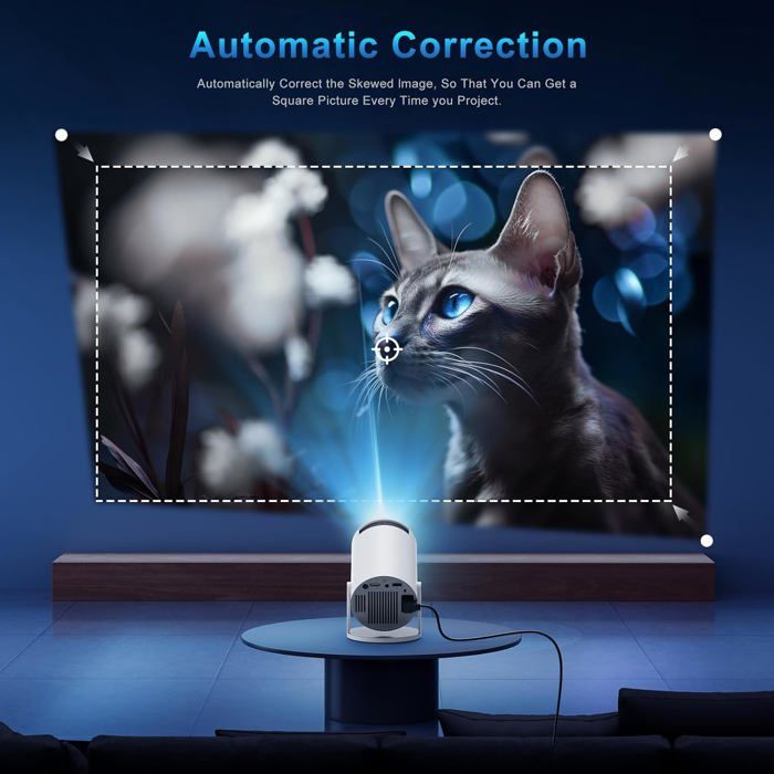 Vidéoprojecteur Mini 4K Avec WiFi 6 Et Bluetooth 5.4 - Android 11, Correction Trapézoïdale Auto - 230 ANSI Lumens - Portable Pour Cinéma Maison