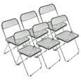 Chaise pliante transparente grise - INGMA - Lot de 6 - Style Scandinave Moderne - Métal Plastique - 46x46x77cm-0