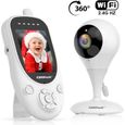 CAMPARK Babyphone Moniteur bébé 2.4" LCD Couleur Bébé Surveillance 2,4 GHz Transmission sans fil, Ecoute Bébé Video Camera 360°-0