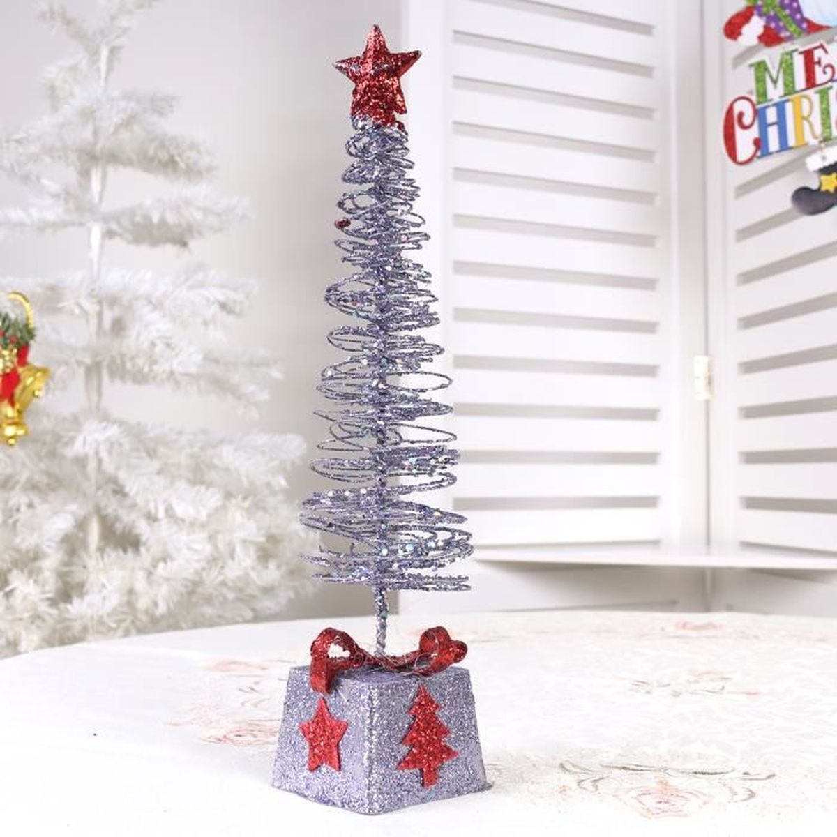 Noël-Ruban Argent Rennes coupe de longueurs 15 mm Bowtique de Noël