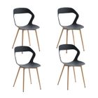 BenyLed Lot de 4 Chaises de Salle à Manger au Design Sculpté;Assise en Polypropylène;Pieds en Métal(Couleur Originale Pieds+Noir)