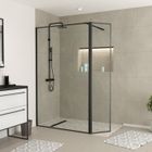AURLANE Paroi de Douche avec Volet Pivotant - Cadre et Bras Alu. NOIR MAT - 120+40x200cm - DARK CONTOURING