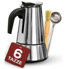 BRAND Cafetière italienne - MONMECD - 6 Tasses - Induction - Acier Inoxydable - Espresso - Argent