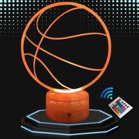 Lampe de Chevet 3D LED Ballon Basket Basketball - Personnalisable - 16 couleurs - Pour Enfant