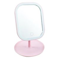 Miroir cosmétique éclairé par LED de maquillage de table rechargeable, avec 3 types de luminosité réglable touchant le miroir.